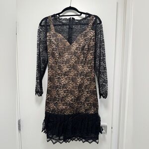 Vintage Nude Illusion Mini Dress